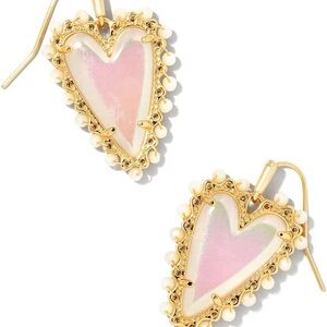 Kendra Scott Ainsley Gold & Iridescent Frosted Glass Heart Drop Earrings